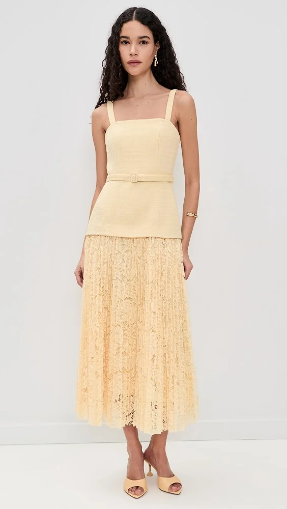 Mixed Media Tweed Maxi Dress
