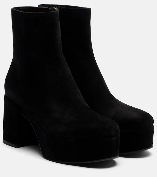 Sally suede platform ankle boots in black