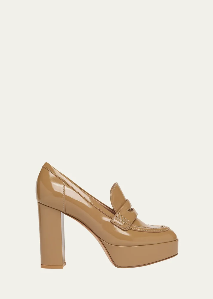 70mm Patent Platform Penny Loafers