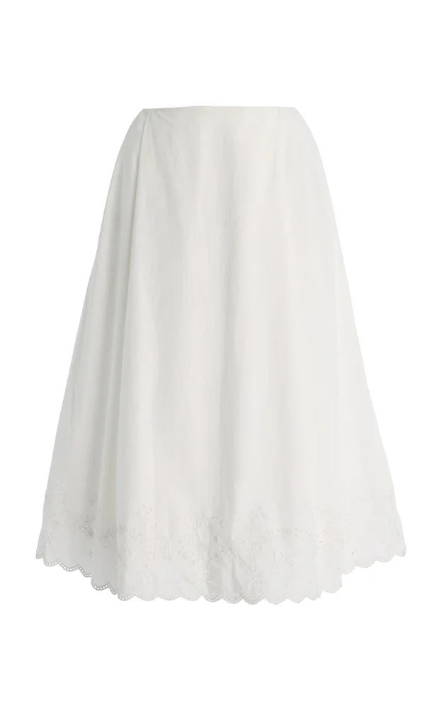 Exclusive Lois Broderie Anglaise Cotton Midi Skirt