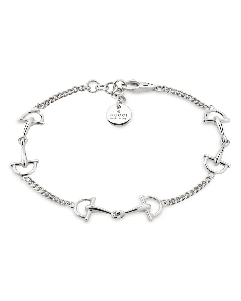 Gucci Sterling Silver Staffa Stirrup Elements Link Bracelet