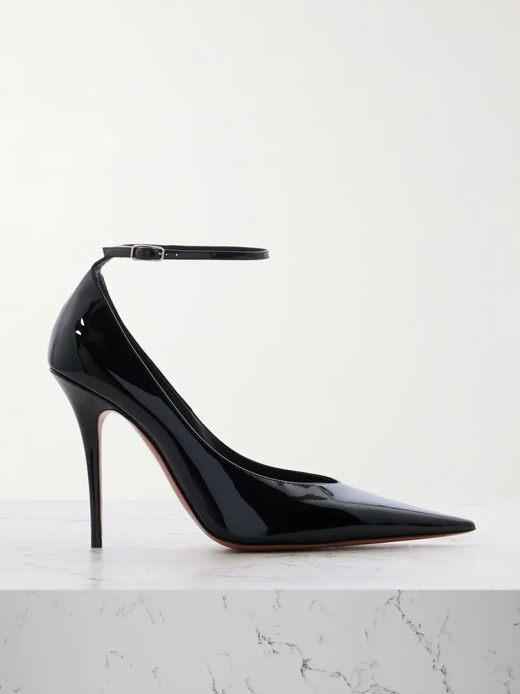 Anok patent-leather point-toe pumps