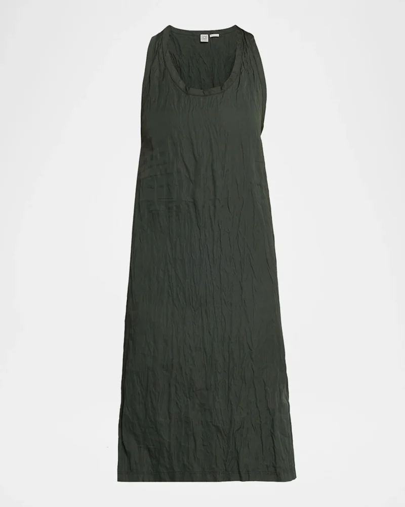 Crinkled Cotton Sleeveless Tank Dress