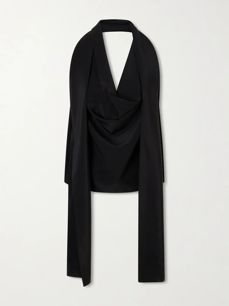 Tie-detailed silk tank