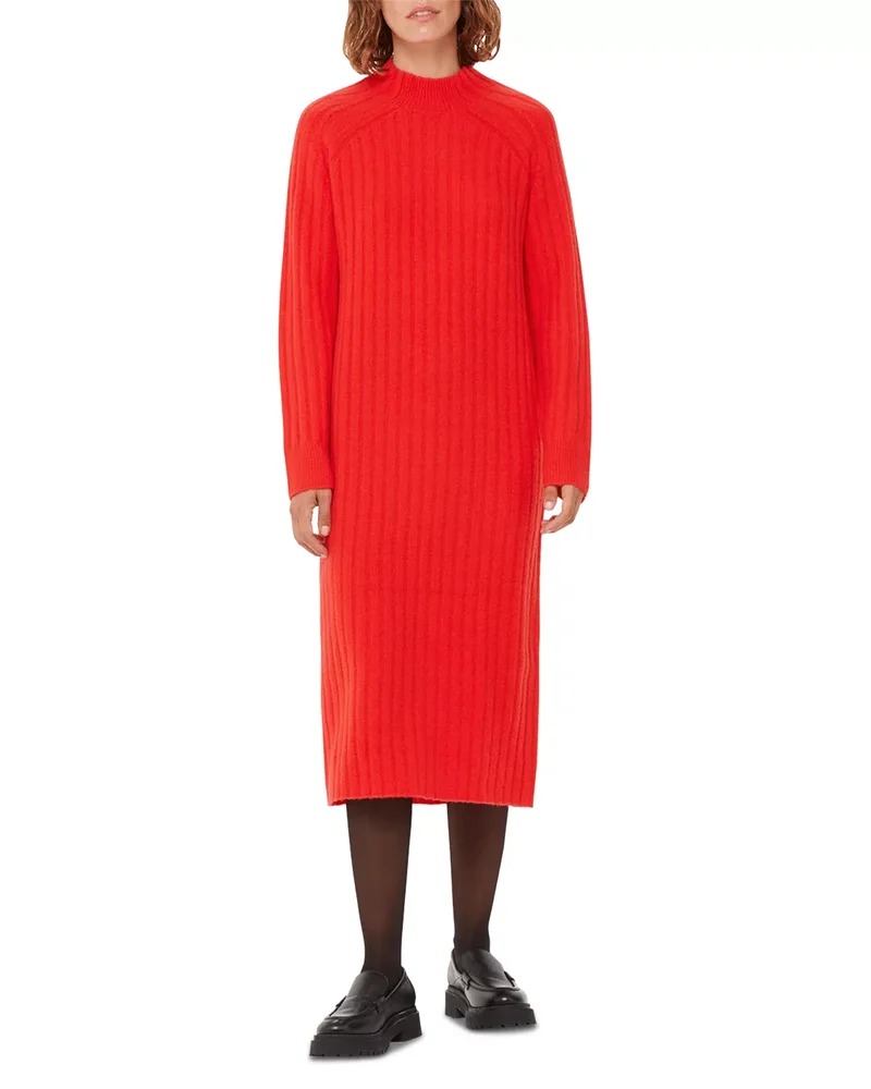 Ribbed Knit Midi Sweater Dress