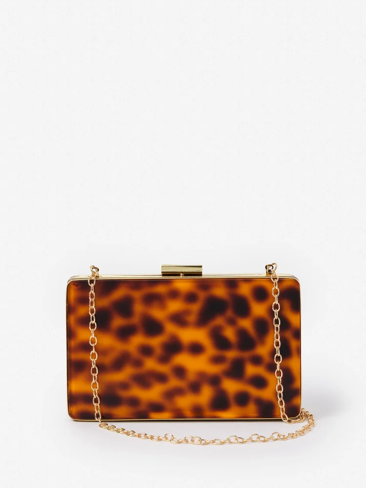 The Audra Acrylic Clutch in Tortoise