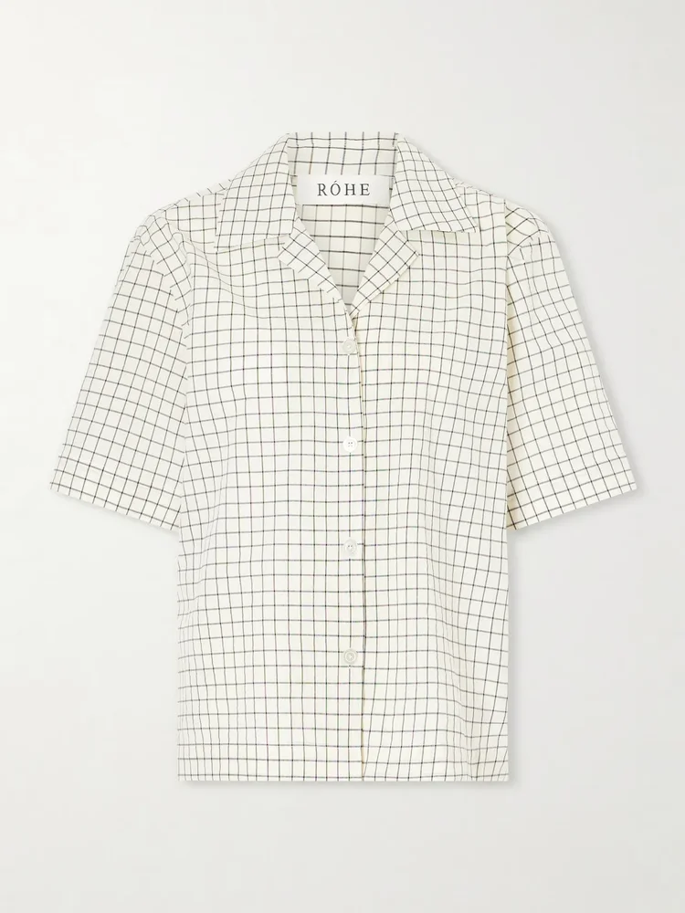Checked cotton-blend shirt