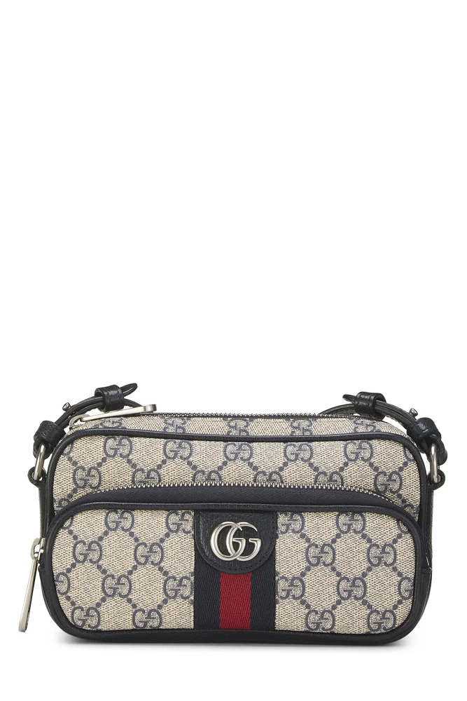 Navy GG Supreme Canvas Ophidia Convertible Belt Bag