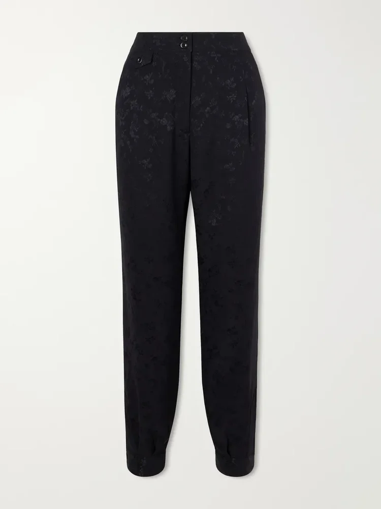 Gaucha floral-jacquard silk tapered pants