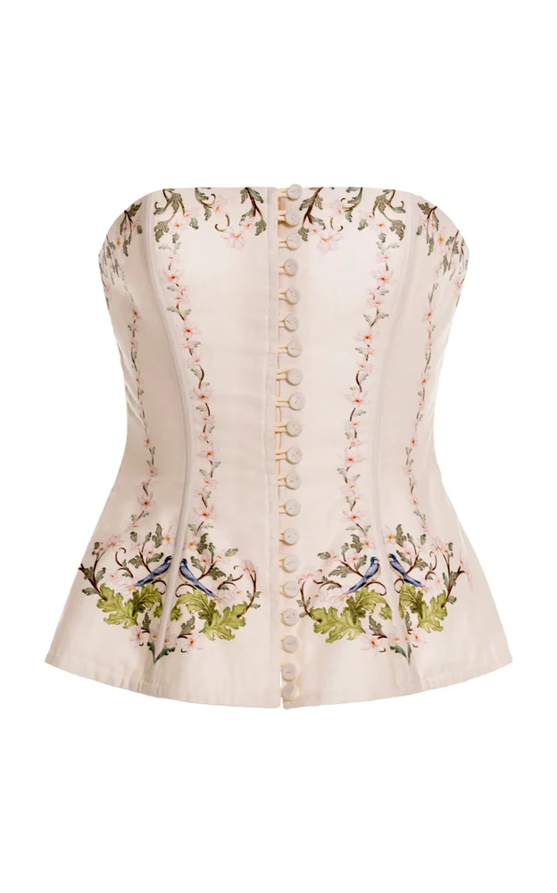 Abelia Anhelo Printed Linen Corset Top