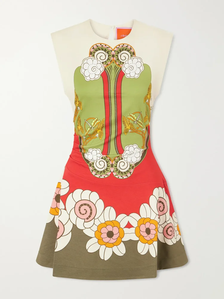 Lela printed ruched mini dress