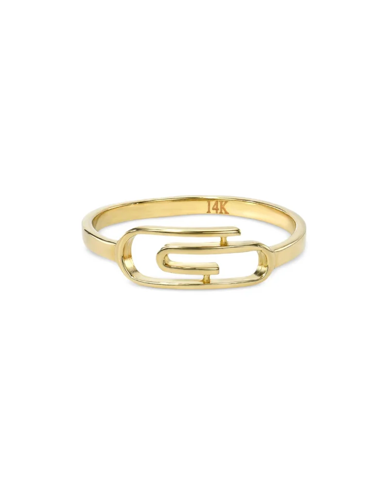 14K Yellow Gold Paperclip Ring