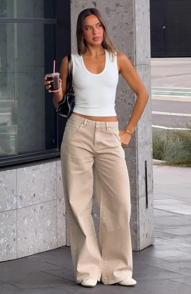 Nikoletta Mid Rise Wide Leg Cargo Jeans Dark Blue Wash