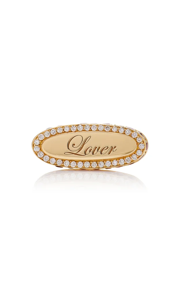 Lover 14K Yellow Gold Ruby, Diamond Signet Ring