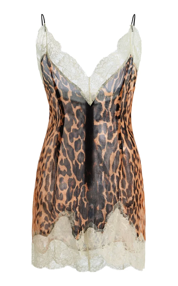 Lace-Trim Silk-Blend Mini Dress