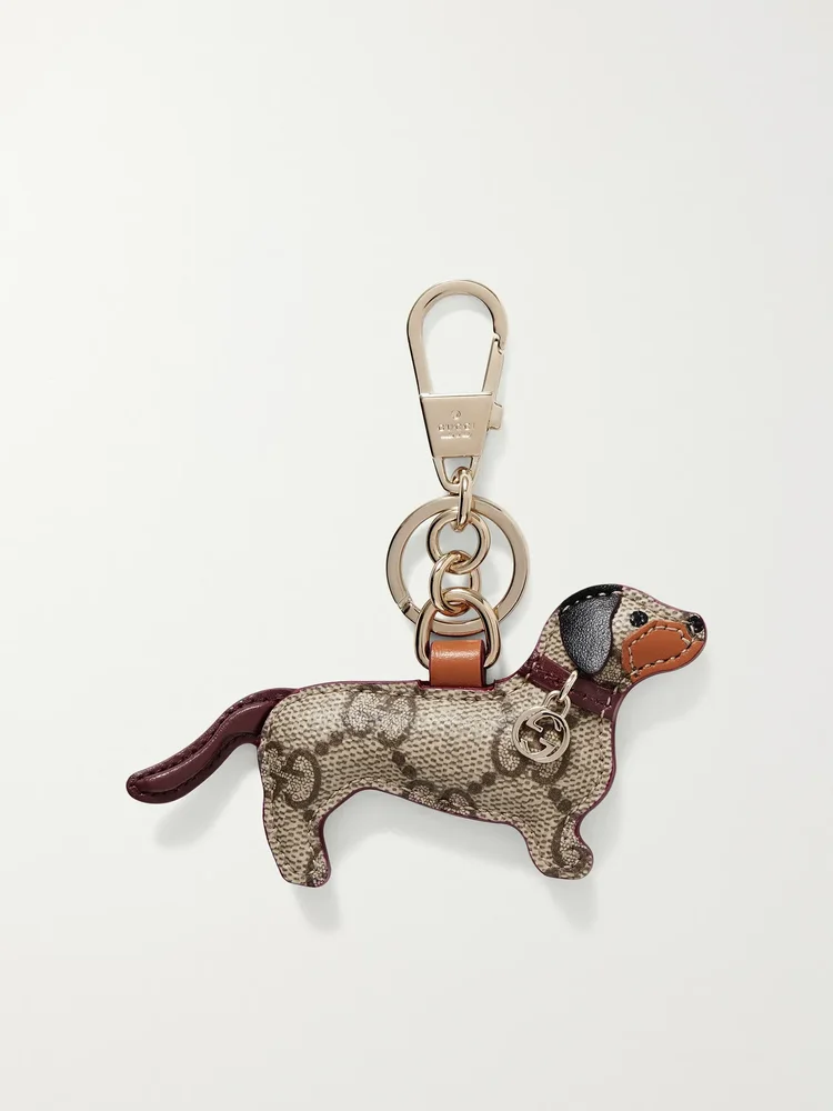 Dachshund embellished leather keychain