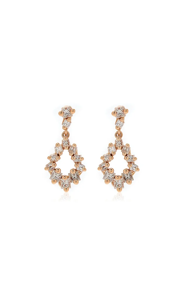 Pear-Shaped 18K Rose Gold Diamond Earrings