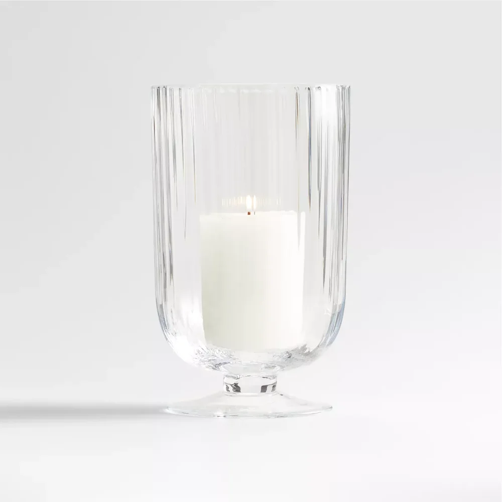 Venus Fluted Glass Hurricane Candle Holder 9.5"
