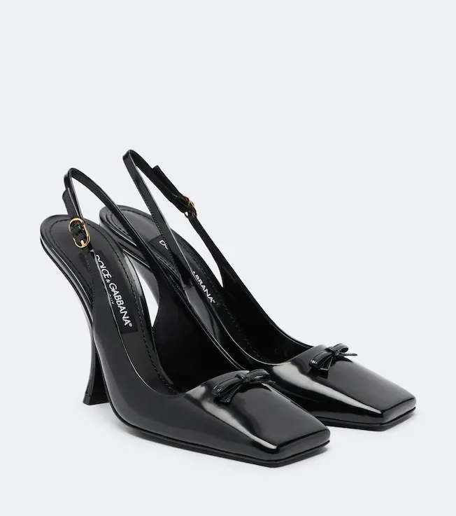 Patent leather slingback pumps
