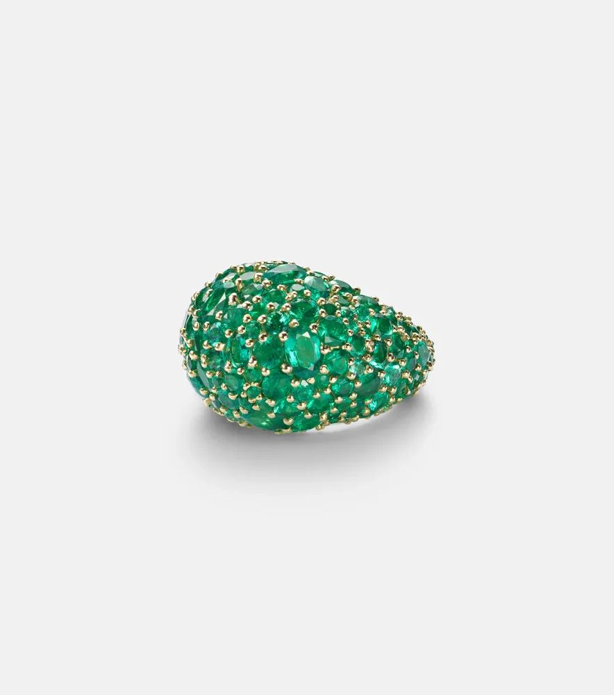 Earth Dome 18kt gold ring with emeralds