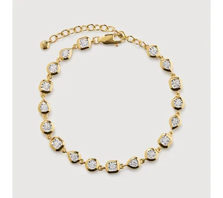Gold Vermeil Bezel Diamond Chain Bracelet - Lab Grown Diamond