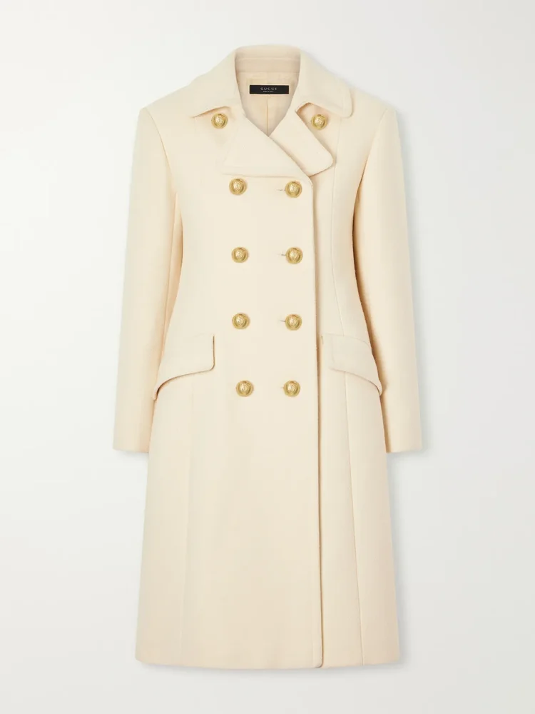 Double-breasted wool-blend coat