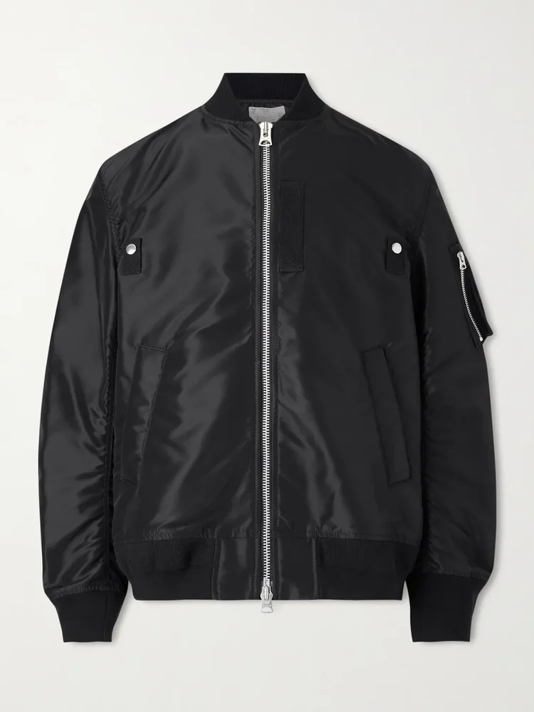 Padded Nylon-Twill Bomber Jacket