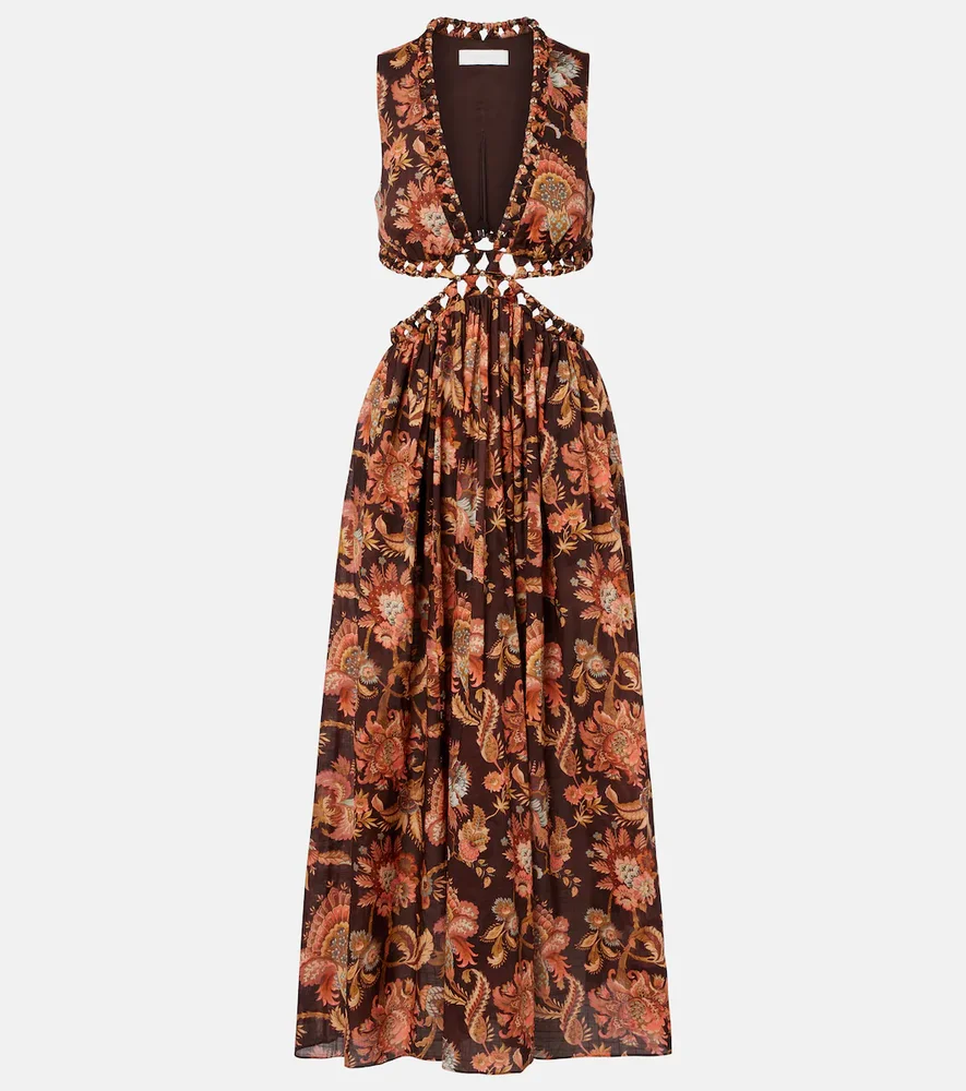 Aster cutout floral cotton midi dress