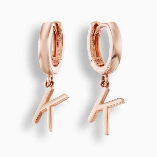 KBH Jewels Personally Yours Initial Dangle Huggie 14K Gold