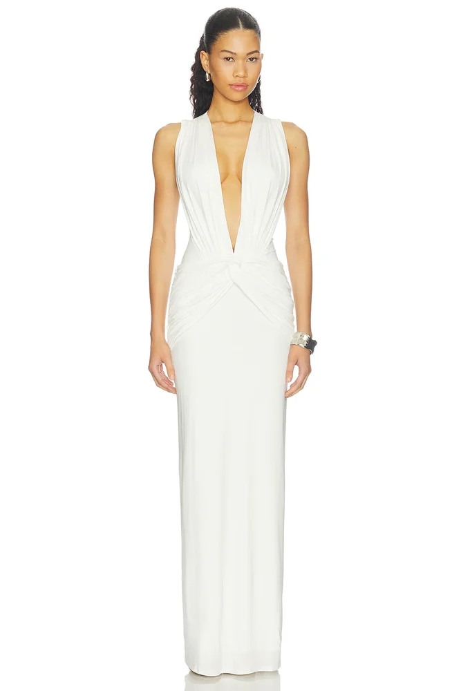 Miro Sleeveless Plunged Maxi Dress