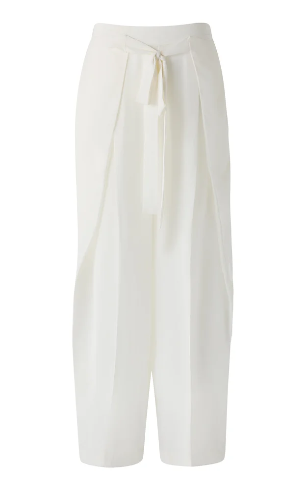 Exclusive Tie Front Silk Pants