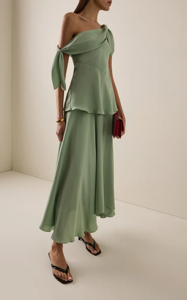 Exclusive Bias Silk-Crepe Midi Skirt