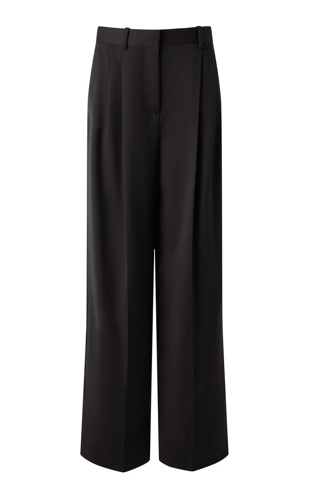 Exclusive Mid-Rise Double-Pleated Wool Trousers