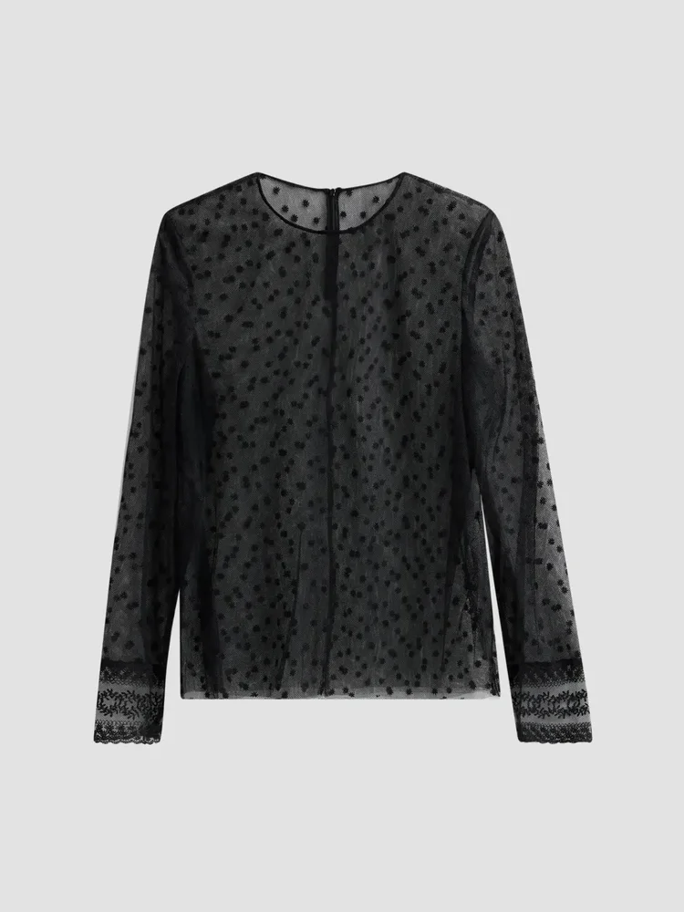 Polka Dot Sheer Tulle Blouse