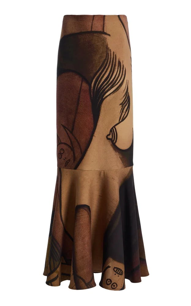 Lou Printed Wool Maxi Skirt