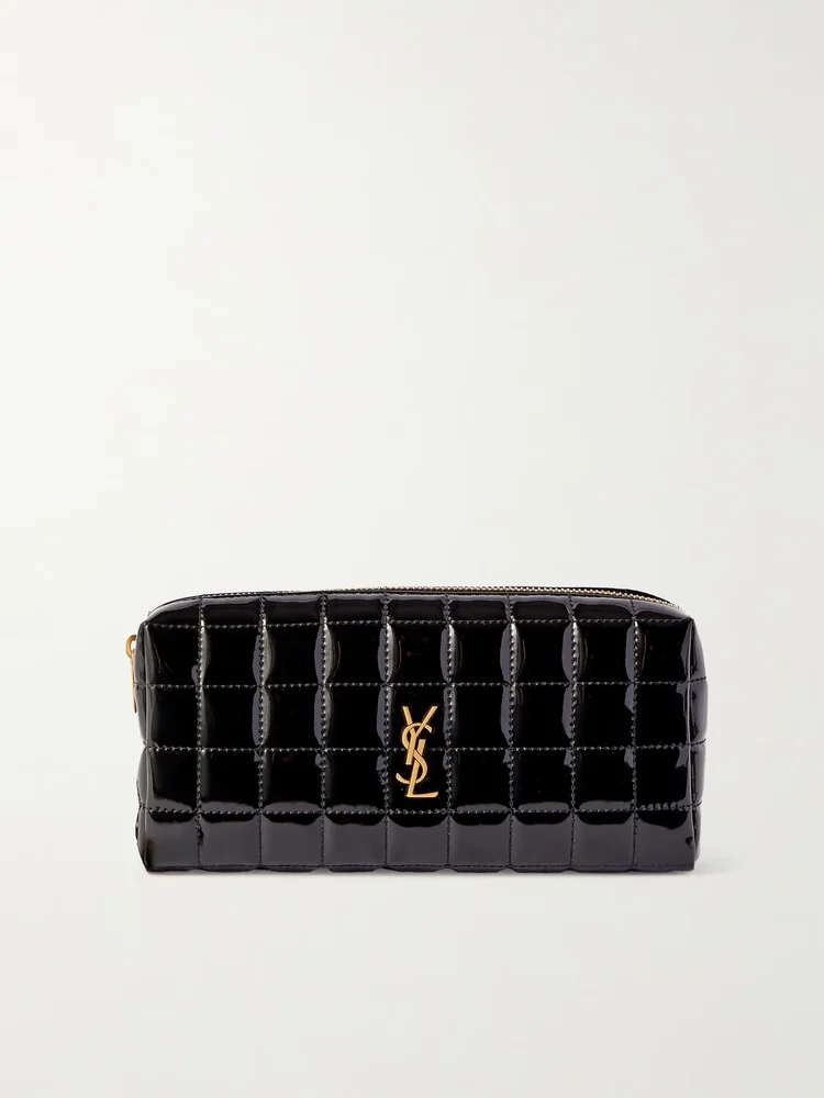 Cassandre Carré matelassé patent faux-leather pouch