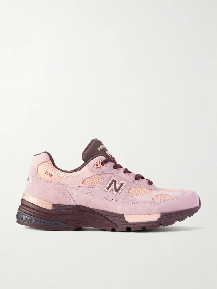 992 suede-trimmed mesh sneakers
