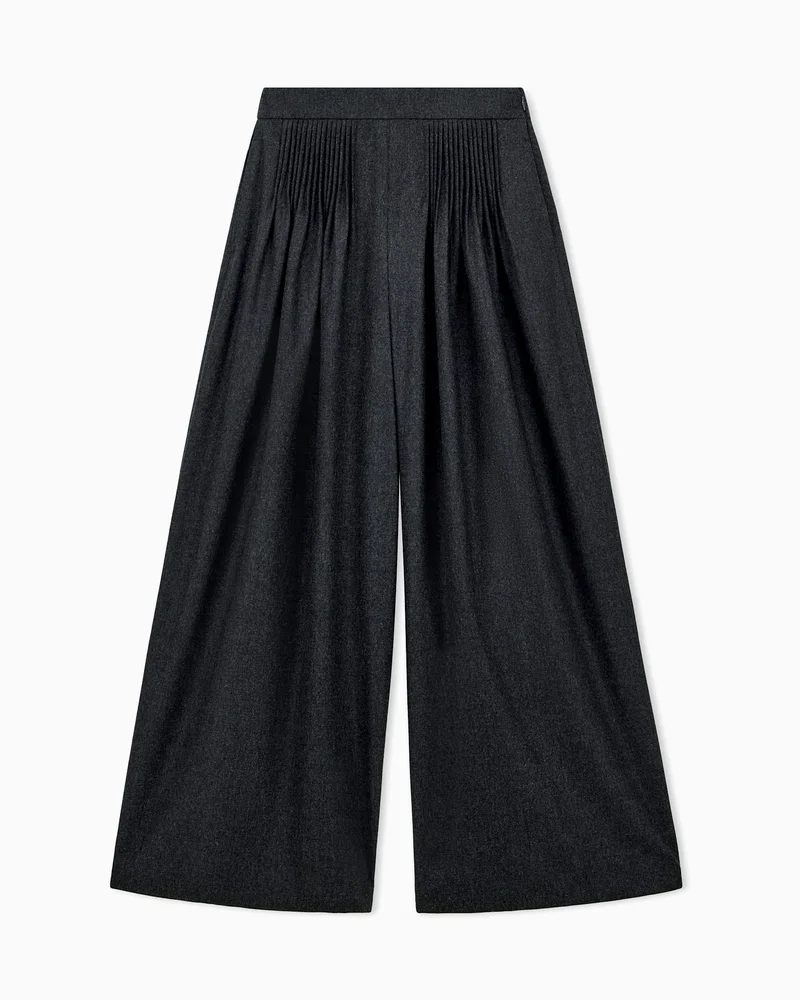 High-waisted pleated trousers in wool and cashmere flannel