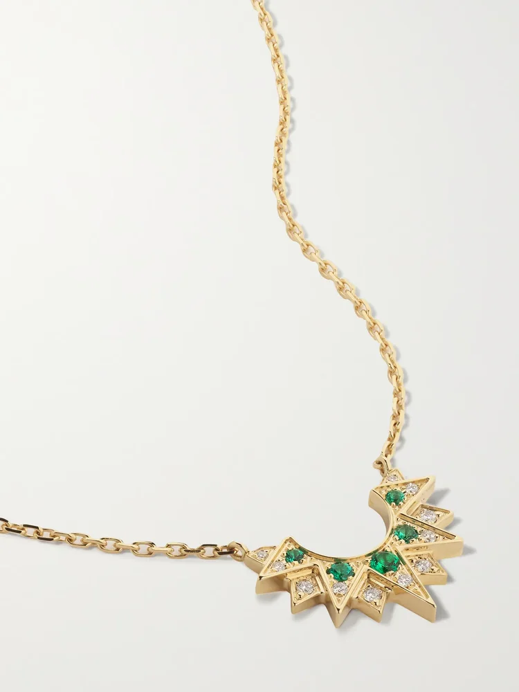 Sunlight rose gold, emerald and diamond necklace