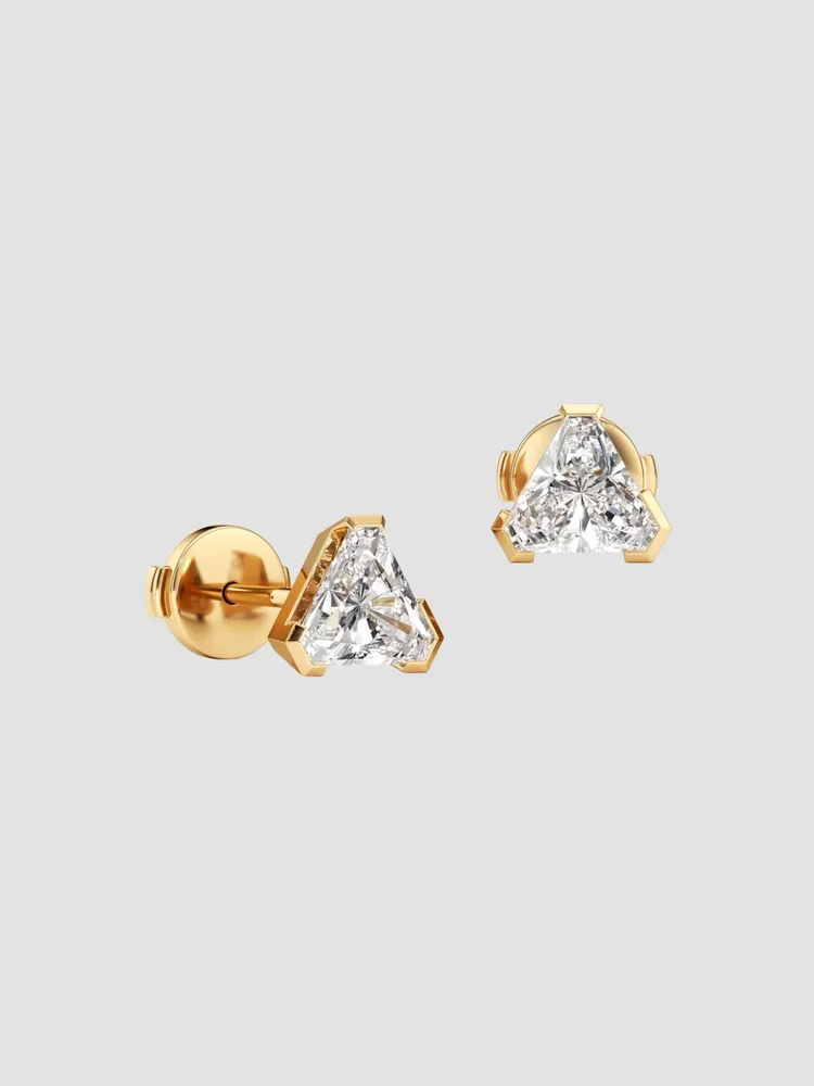 Meta 18K Gold & 1.40 TCW Lab-Grown Diamond Trillion Stud Earrings