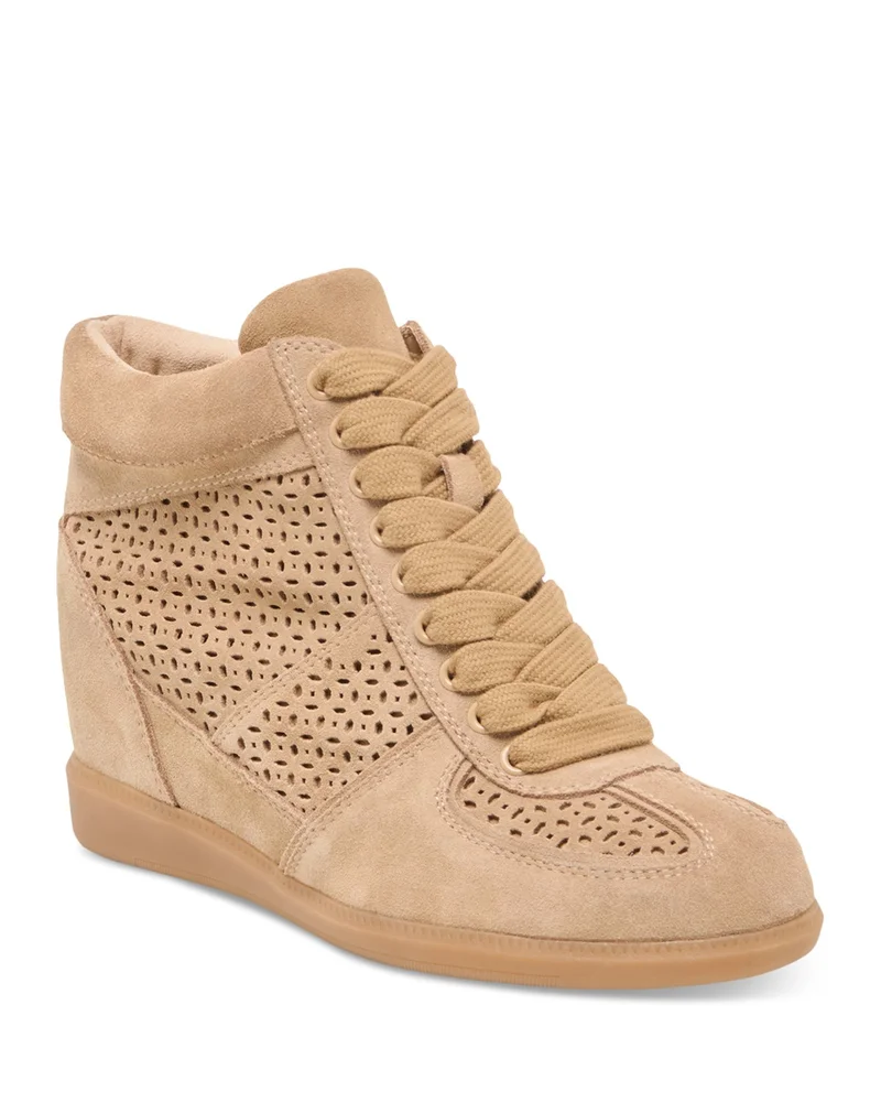 Irlah Perforated Suede Wedge Sneakers