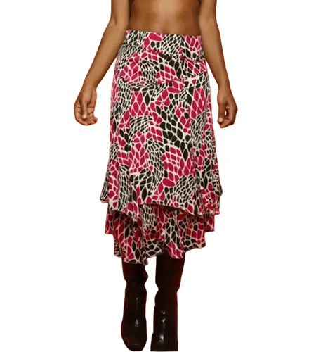 Bill Burns Silk Giraffe Multi-Color Skirt