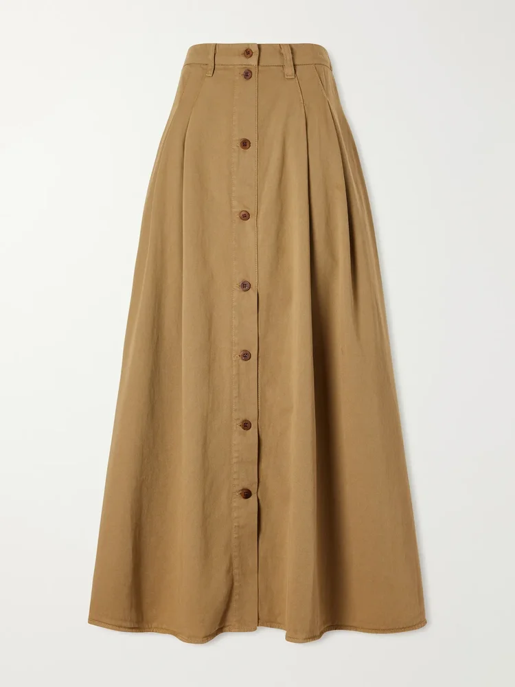 The Venetian pleated cotton-twill midi skirt