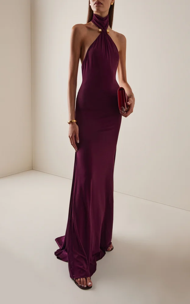 Feist Crepe Maxi Halter Dress