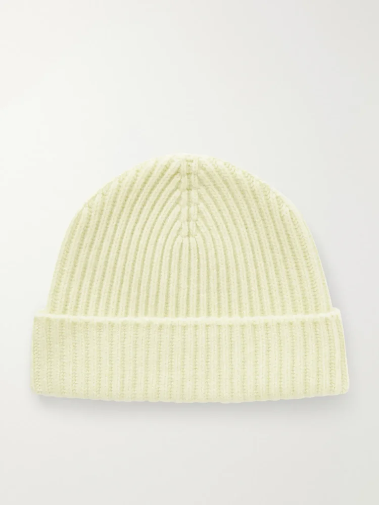 Lovat ribbed cashmere beanie