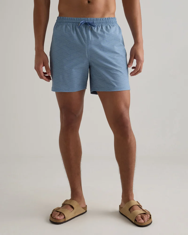 Italian Swim Trunk in Tonal Waves