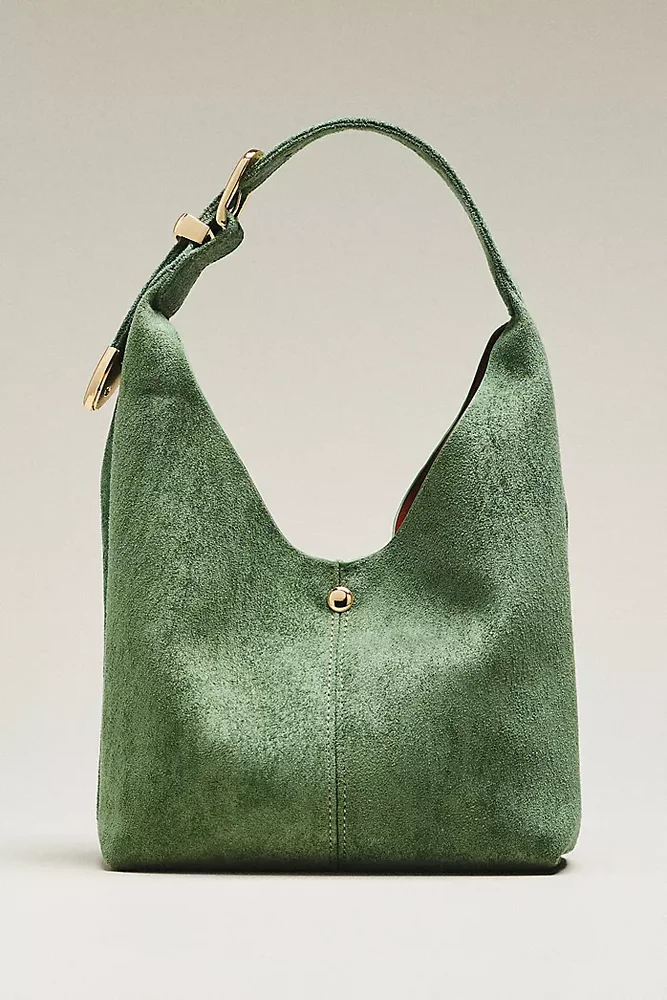 anthropologie By Anthropologie Love Knot Faux Suede Mini Buckle Slouchy Bag