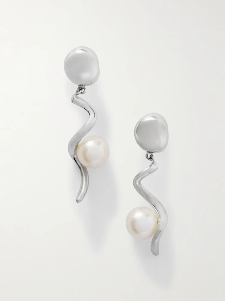 Teneille recycled sterling silver pearl earrings