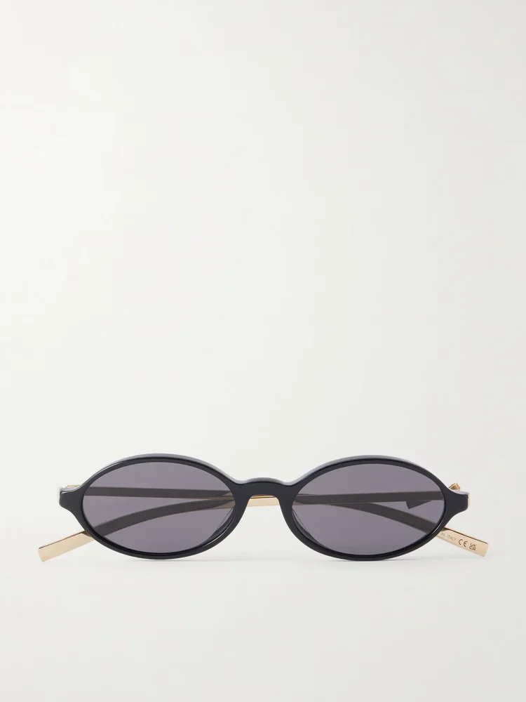 Dior Bow R2I oval-frame acetate and gold-tone sunglasses