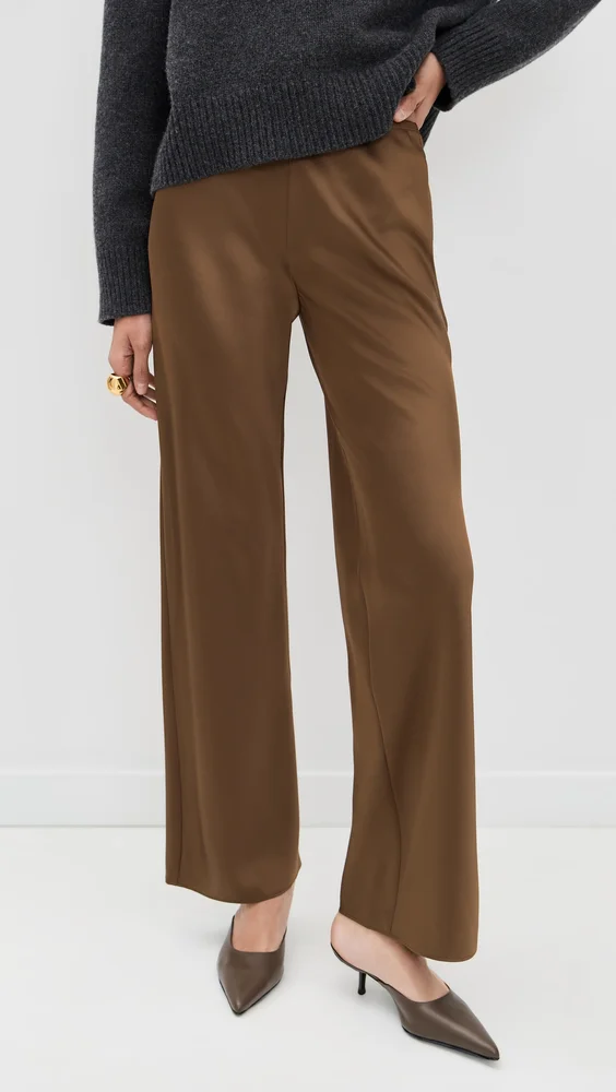 Gale Satin Mid Rise Bias Pants